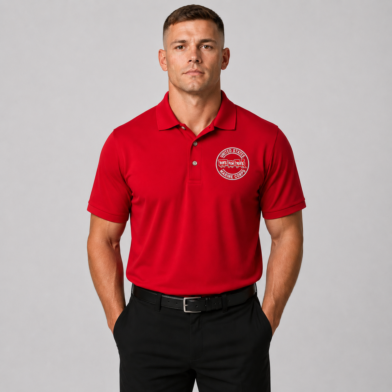 Embroidered Circle Chest Seal Polo