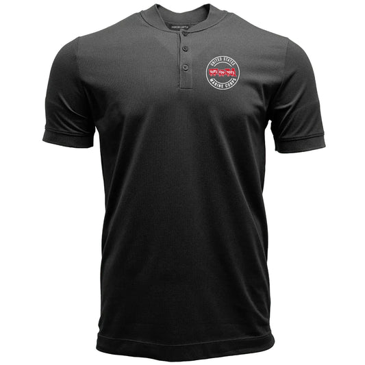 Mock Neck Stretch Pique Henley with Circle Chest Seal - TFT GIFT SHOP