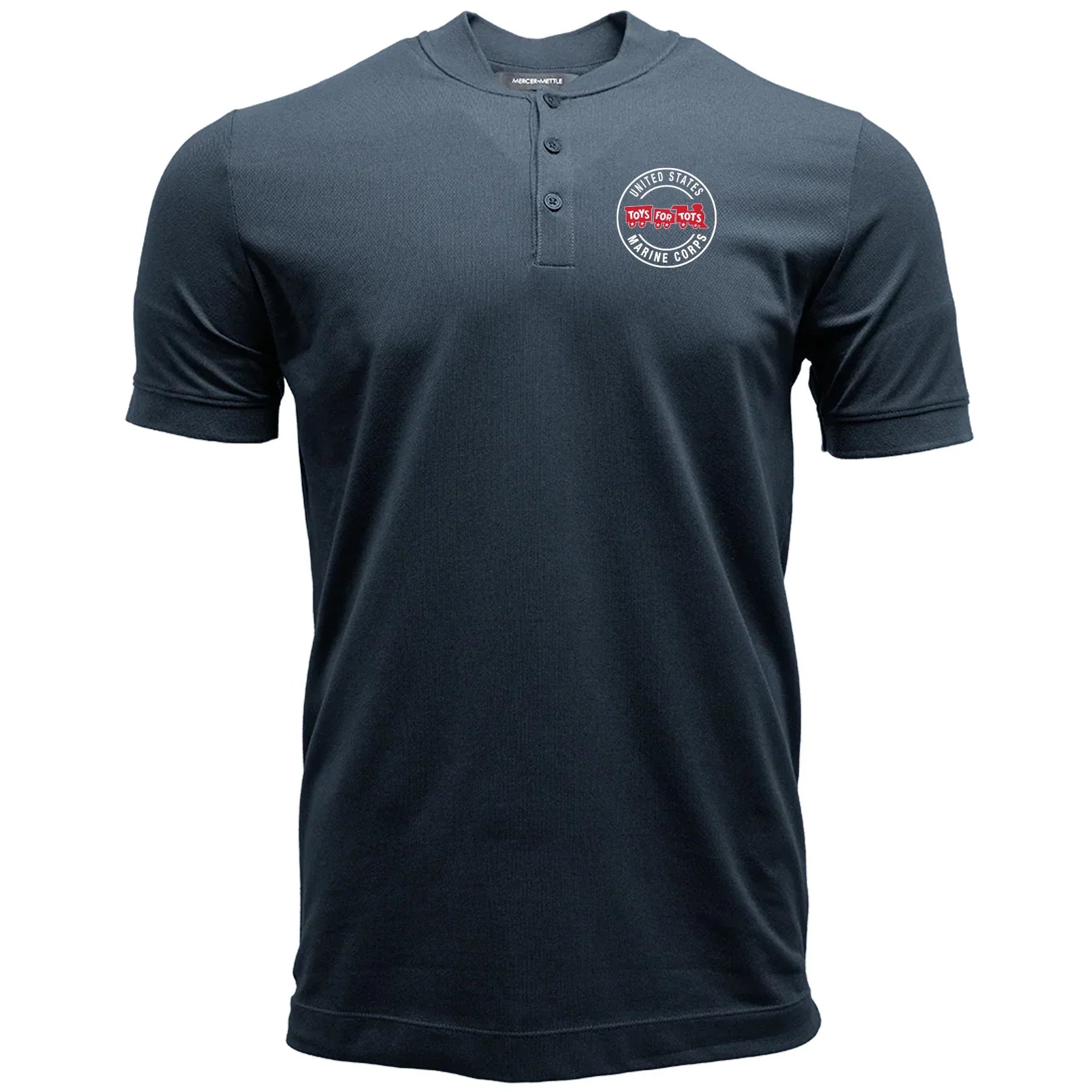 Mock Neck Stretch Pique Henley with Circle Chest Seal - TFT GIFT SHOP