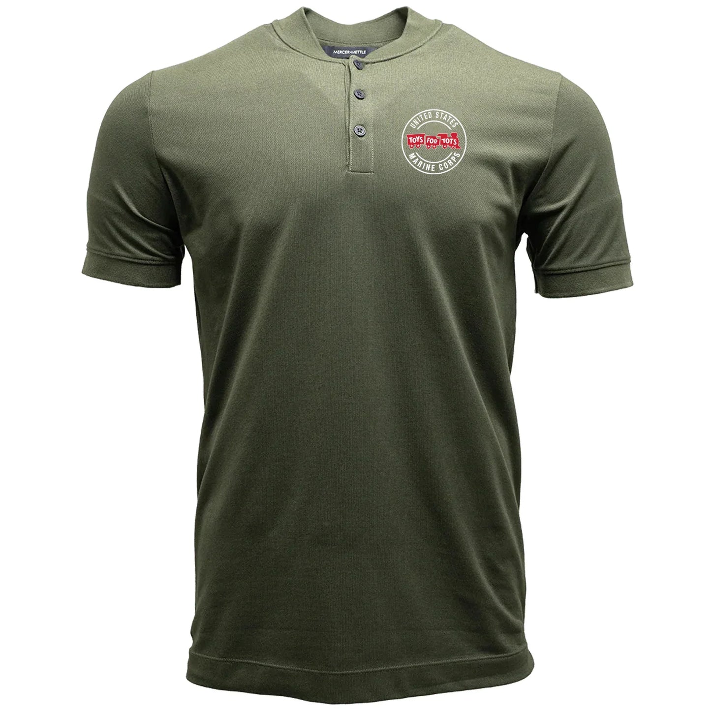 Mock Neck Stretch Pique Henley with Circle Chest Seal - TFT GIFT SHOP