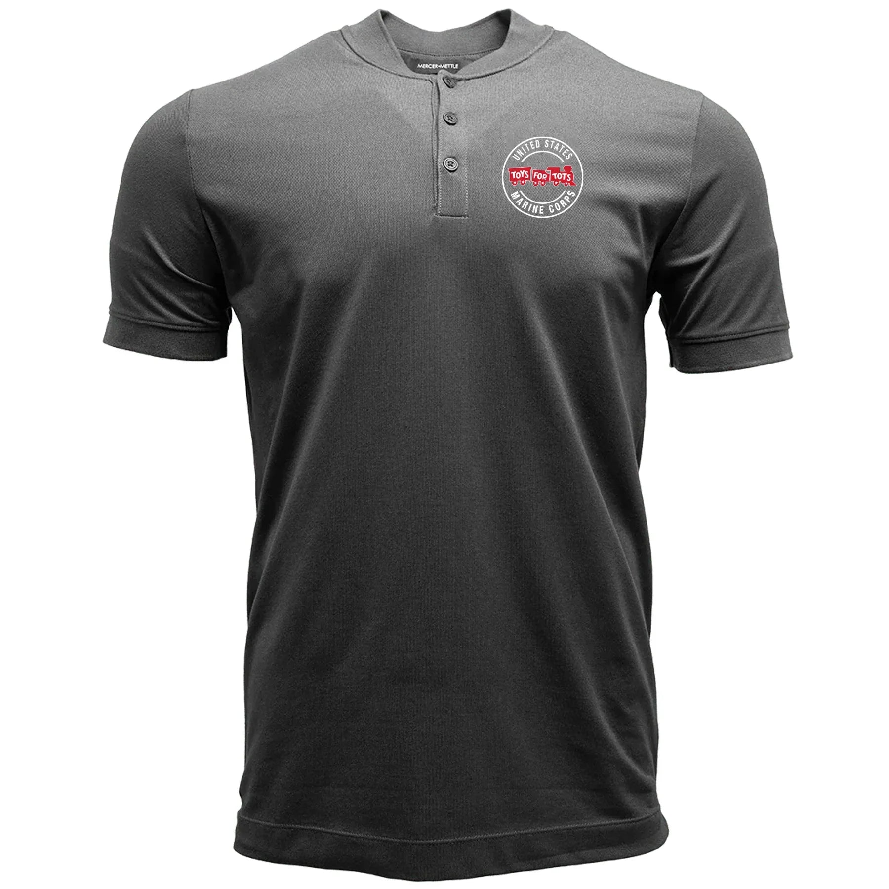 Mock Neck Stretch Pique Henley with Circle Chest Seal - TFT GIFT SHOP