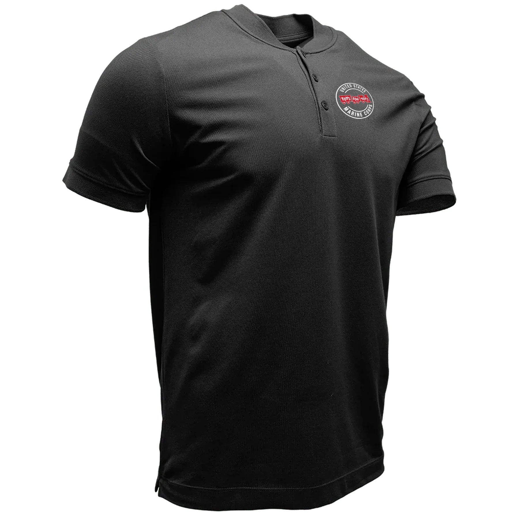 Mock Neck Stretch Pique Henley with Circle Chest Seal - TFT GIFT SHOP