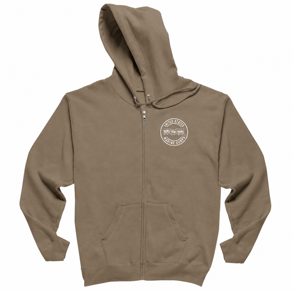 Circle TFT Chest Seal Screen Printed Full-Zip Hoodie — COYOTE