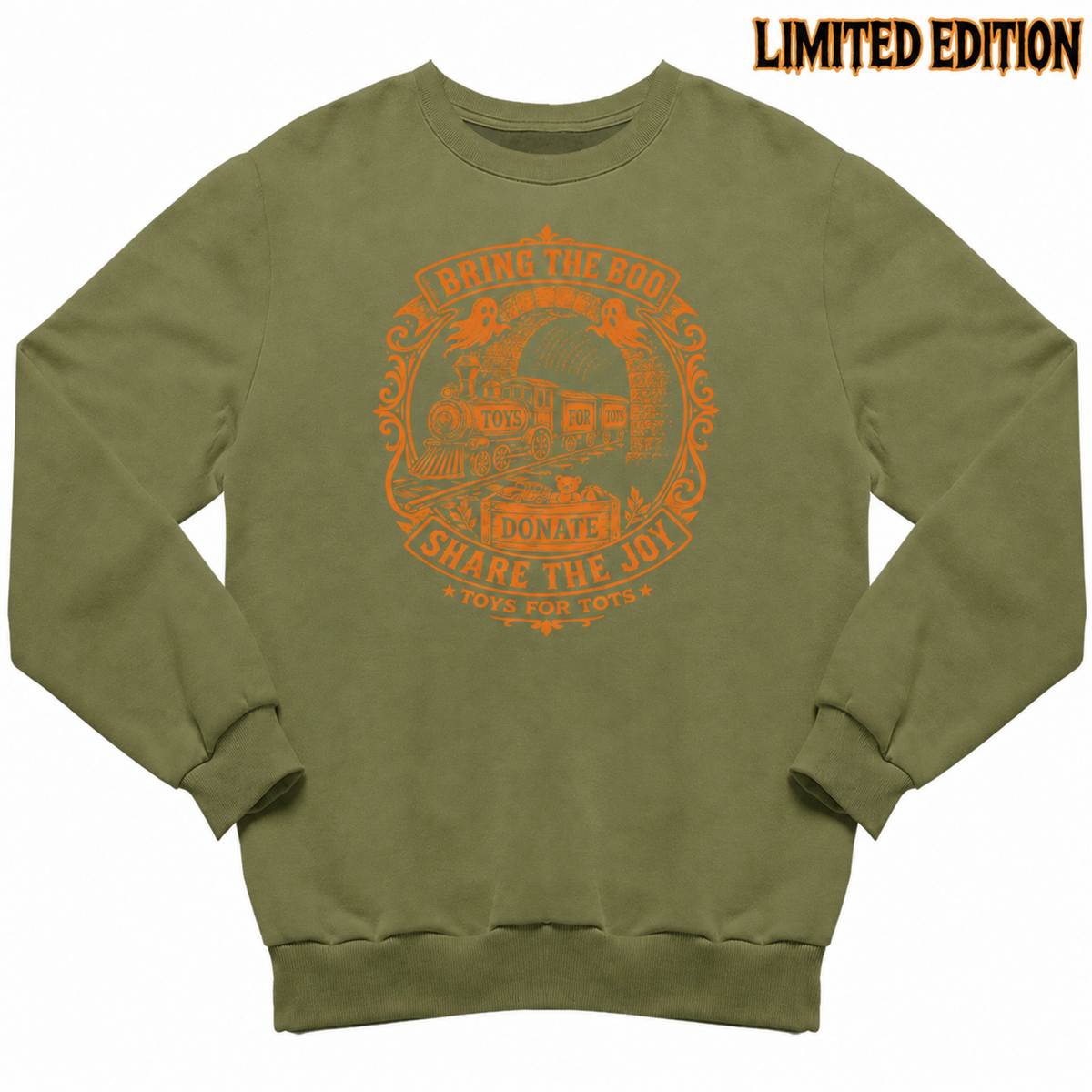 LIMITED EDITION BOO HALLOWEEN SWEATSHIRT - Military Green