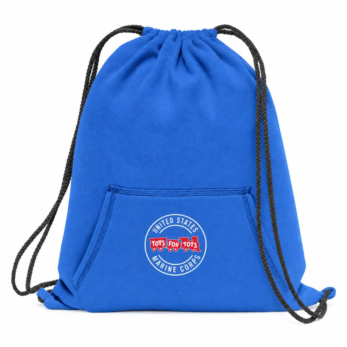 Royal TFT Core Fleece Sweatshirt Cinch Pack with circle Toys for Tots logo on the front pocket