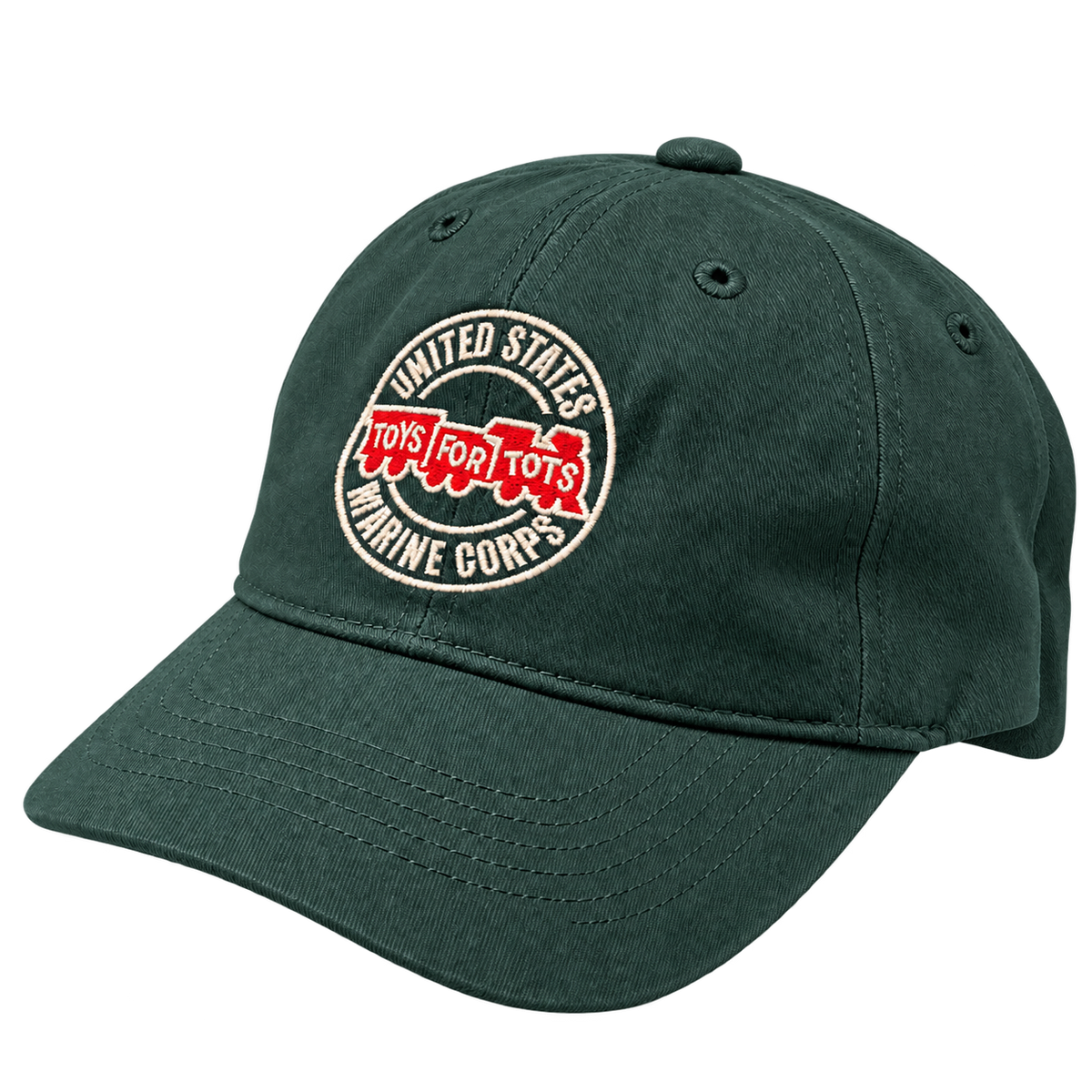 Forest Green TFT Circle Embroidered Hat, left angle view