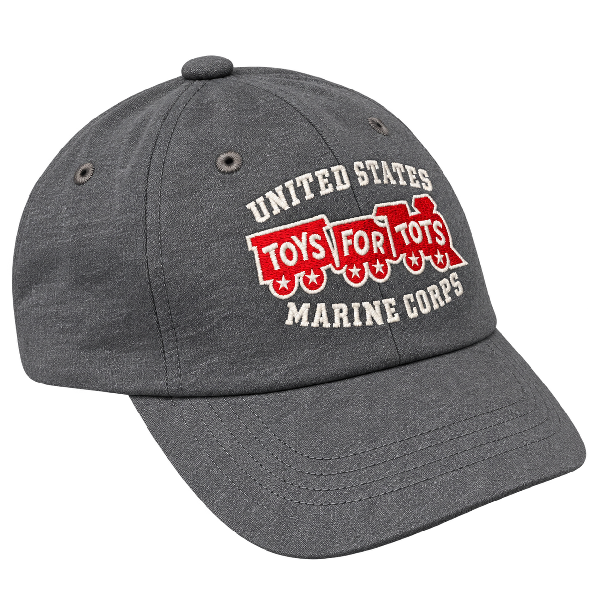 Heather Gray TFT Train Embroidered Hat, right angle view