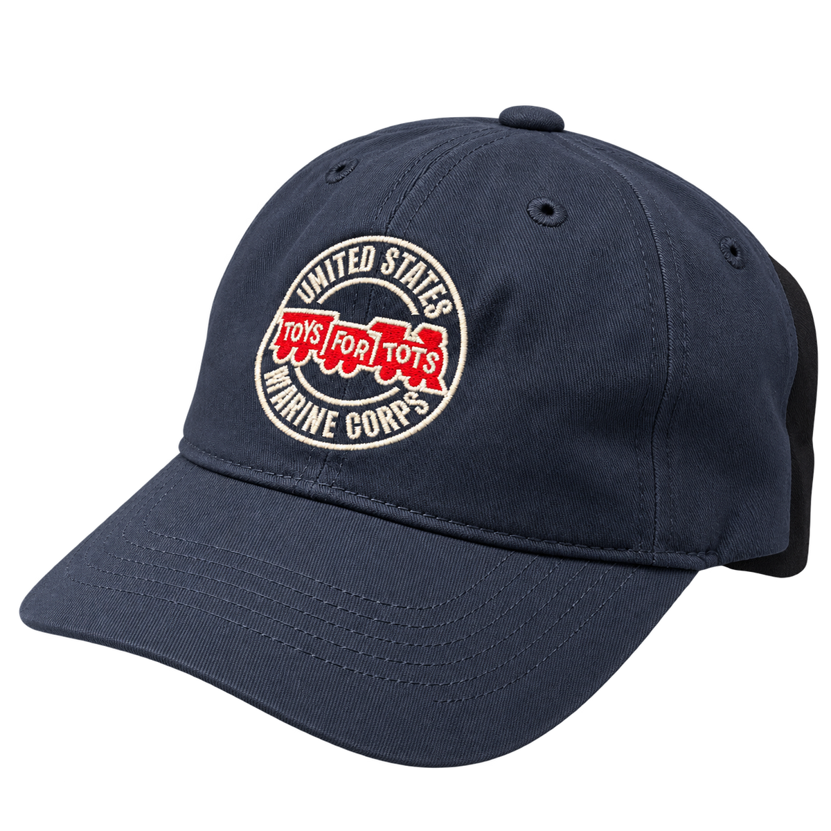 Navy TFT Circle Embroidered Hat, left angle view