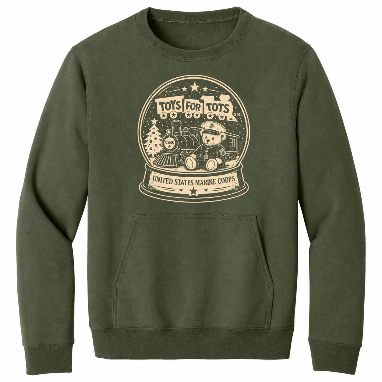 TFT Snow Globe Pocket Sweatshirt - military green
