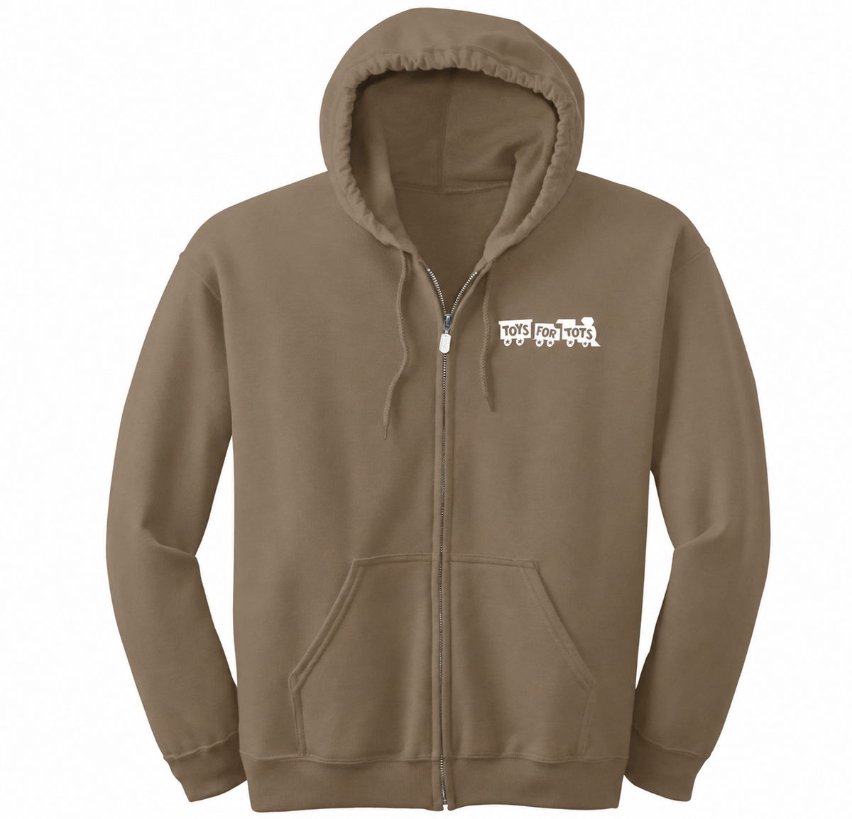 White Train Screen Printed Full-Zip Hoodie — COYOTE